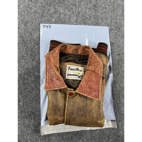 Vintage Pioneer Wear Jacket Mens XL Brown Leather Western Ranch Staff Bomber 80s - Picture 13 of 13